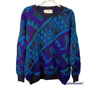 Peruvian Connection abstract 100% alpaca vintage sweater